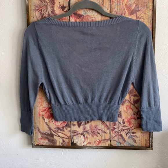 FREE PEOPLE STRETCH SLATE BOHO CROP TOP SWEATER M - Picture 3 of 10